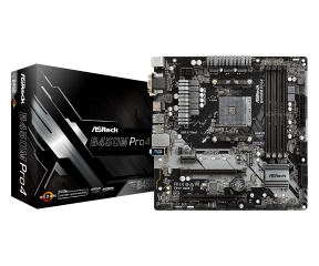 ASROCK MB B450M PRO4 R2.0, SOCKET AMD AM4, CS AMD B450, 4 DIMM SOCKETS DDR4, D-SUB/DVI-D/HDMI, PCI-E GEN 3.0, GIGABIT LAN, MICRO-ATX, 2YW.